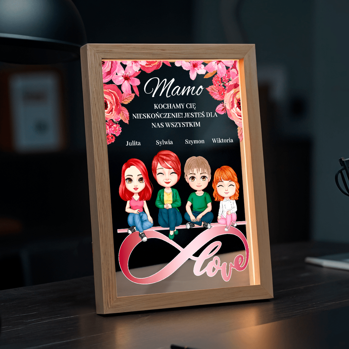 Niekończąca się miłość Clipart - Druk na szkle, spersonalizowany prezent dla mamy - idamell.com