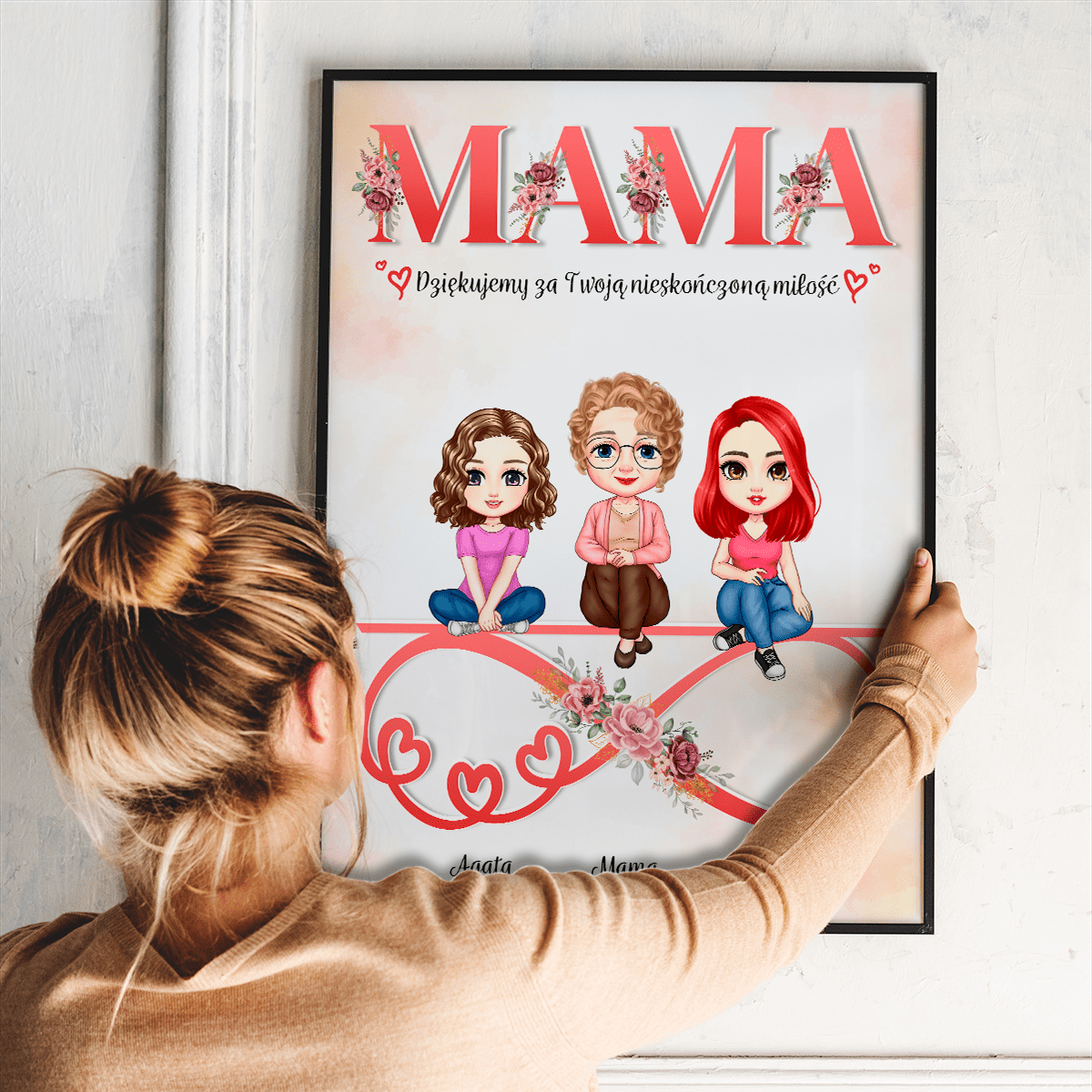 Nieskończona miłość - plakat, spersonalizowany prezent dla mamy - idamell.com
