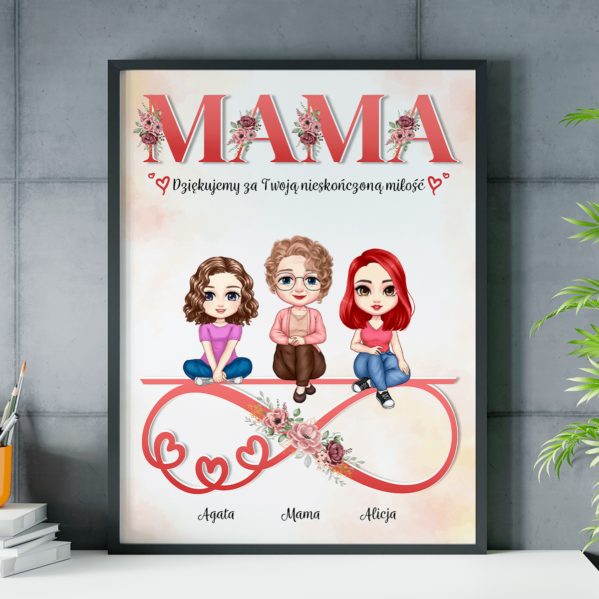 Nieskończona miłość - plakat, spersonalizowany prezent dla mamy - idamell.com
