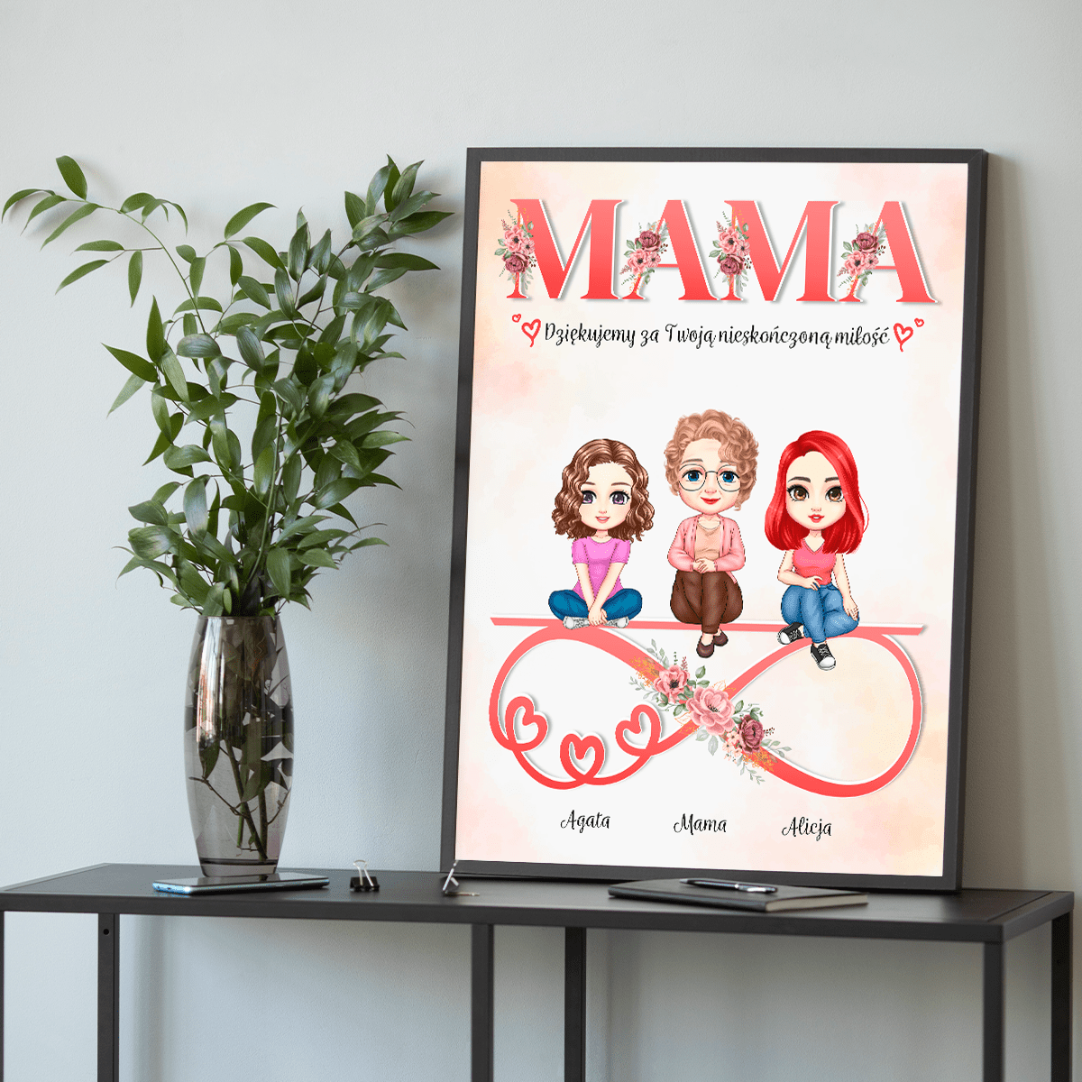 Nieskończona miłość - plakat, spersonalizowany prezent dla mamy - idamell.com