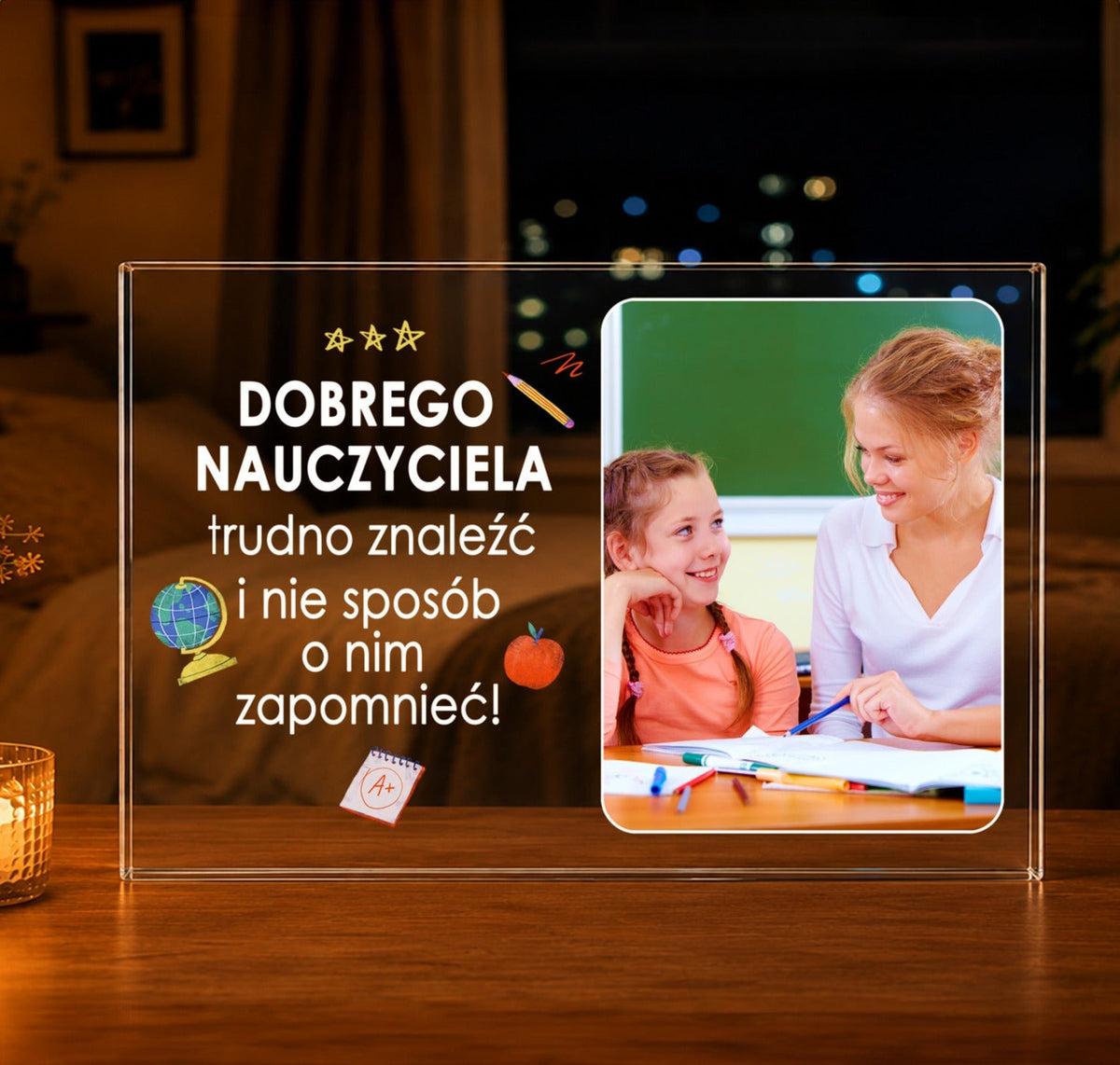 Niezapomniany nauczyciel - Druk na szkle, spersonalizowany prezent dla nauczyciela - idamell.com