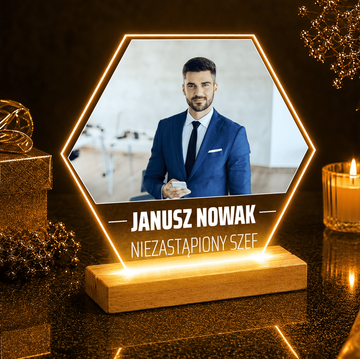 Niezastąpiony szef - Druk na szkle, spersonalizowany prezent dla szefa - idamell.com