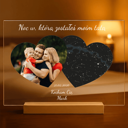 Noc narodzin - Druk na szkle, spersonalizowany prezent dla taty - idamell.com