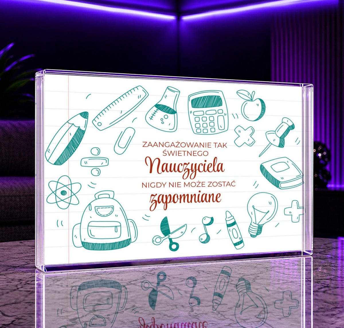 Od klasy dla nauczyciela - Druk na szkle, spersonalizowany prezent dla nauczyciela - idamell.com