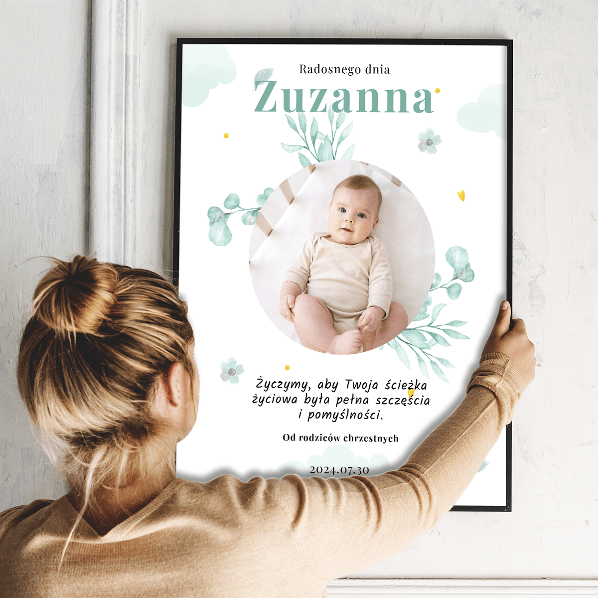 Od rodziców chrzestnych - plakat, spersonalizowany prezent dla dziecka - idamell.com