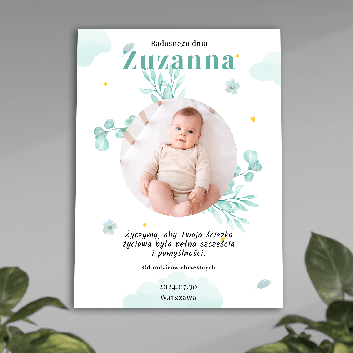Od rodziców chrzestnych - plakat, spersonalizowany prezent dla dziecka - idamell.com