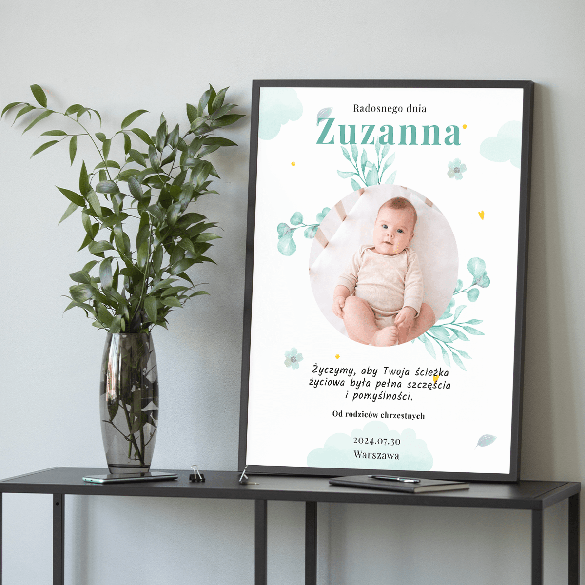 Od rodziców chrzestnych - plakat, spersonalizowany prezent dla dziecka - idamell.com