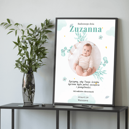 Od rodziców chrzestnych - plakat, spersonalizowany prezent dla dziecka - idamell.com