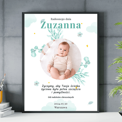 Od rodziców chrzestnych - plakat, spersonalizowany prezent dla dziecka - idamell.com