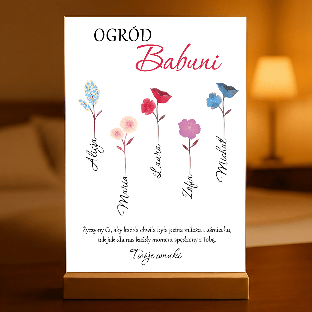 Ogród babci - Druk na szkle, spersonalizowany prezent dla babci - idamell.com