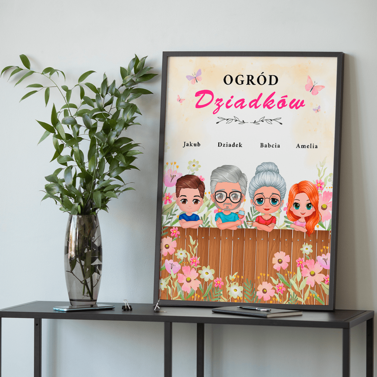 Ogród dziadków - plakat, spersonalizowany prezent dla dziadków - idamell.com