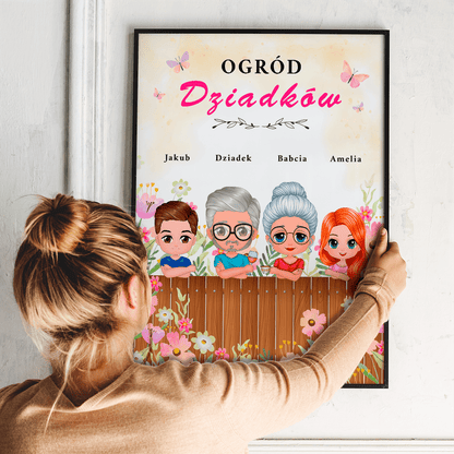 Ogród dziadków - plakat, spersonalizowany prezent dla dziadków - idamell.com