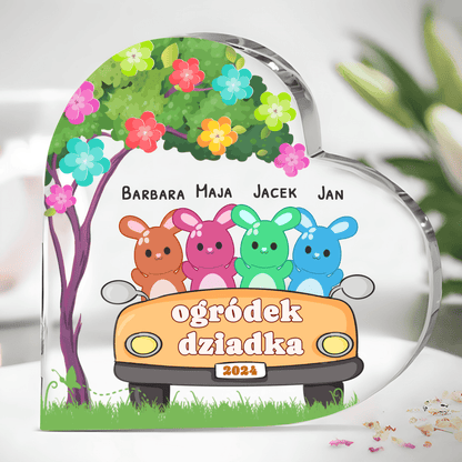 Ogródek dziadka - Szklane serce, spersonalizowany prezent dla dziadka - idamell.com