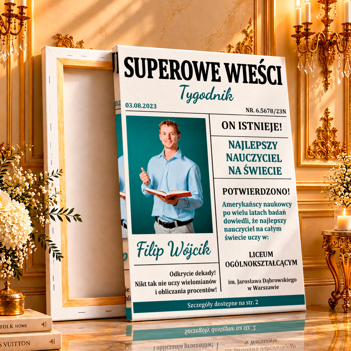 Kolaż ze zdjęć na płótnie Okładka tygodnika — prezent dla nauczyciela