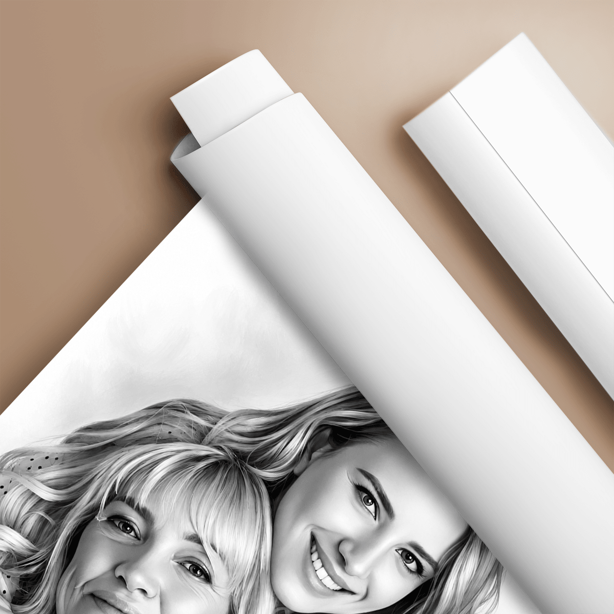 Ołówkowy portret mamy i córki - plakat, spersonalizowany prezent dla mamy - idamell.com