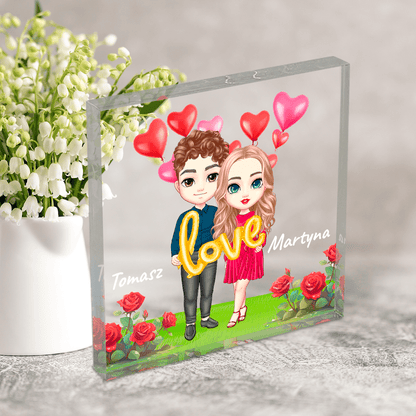 On & Ona Clipart - Druk na kwadratowym szkle, spersonalizowany prezent dla pary - idamell.com