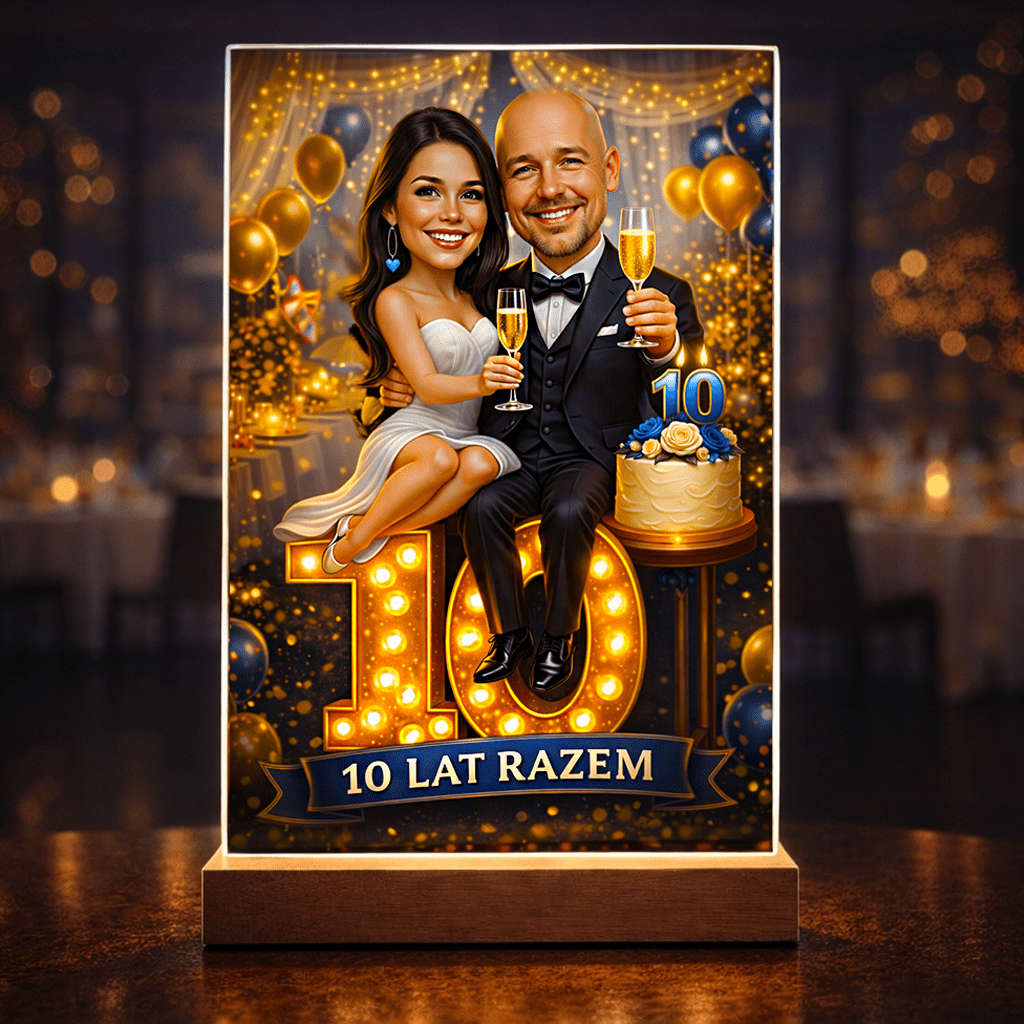 Ona & On Ilustracja - Druk na szkle, spersonalizowany prezent dla pary - idamell.com