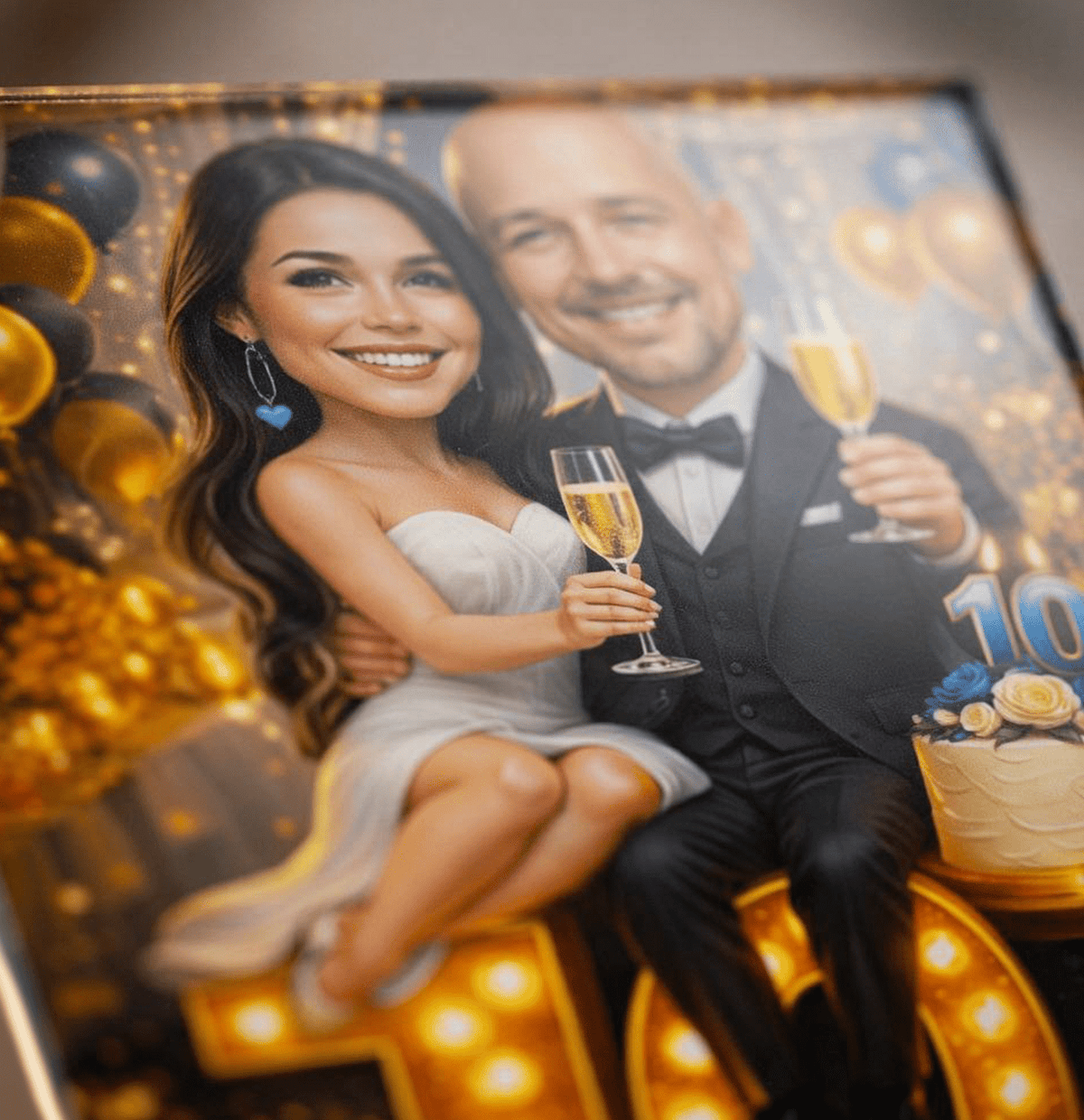 Ona & On Ilustracja - Druk na szkle, spersonalizowany prezent dla pary - idamell.com