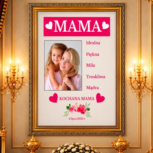 Kolaż ze zdjęć na płótnie Mama idealna piękna i mądra — prezent dla mamy