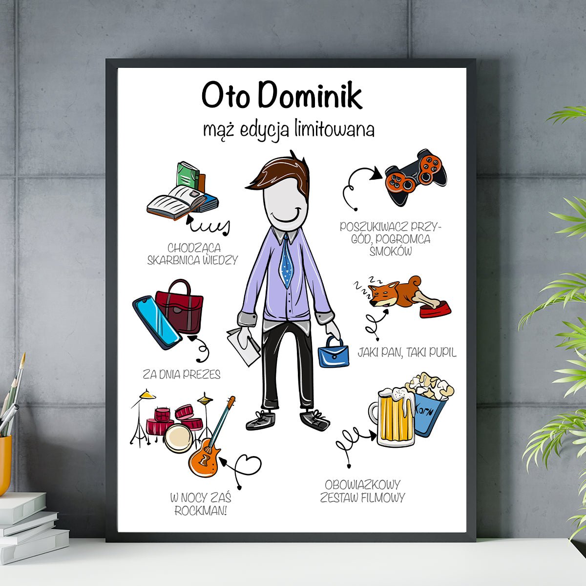 Oto mąż - plakat, spersonalizowany prezent dla męża - idamell.com