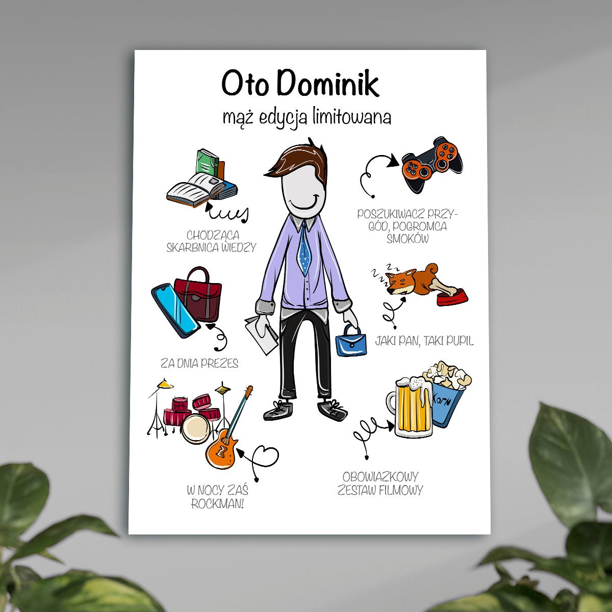 Oto mąż - plakat, spersonalizowany prezent dla męża - idamell.com