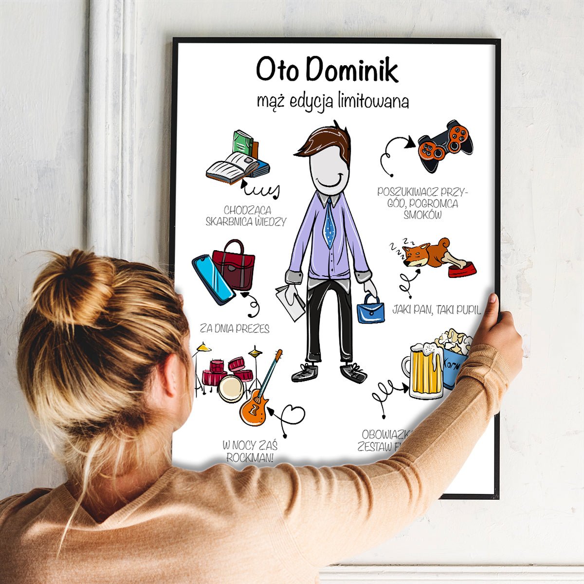 Oto mąż - plakat, spersonalizowany prezent dla męża - idamell.com