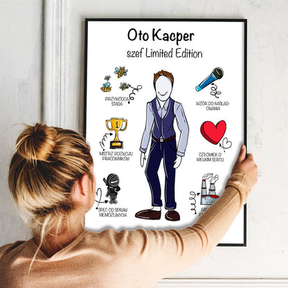 Oto szef - plakat, spersonalizowany prezent dla szefa - idamell.com