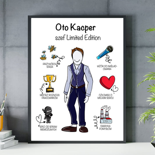 Oto szef - plakat, spersonalizowany prezent dla szefa - idamell.com