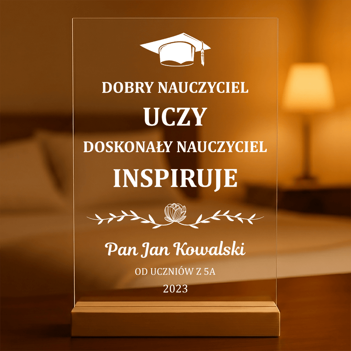 Pamiątka dla nauczyciela - Druk na szkle, spersonalizowany prezent dla nauczyciela - idamell.com