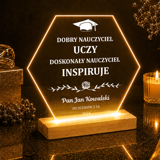 Pamiątka dla nauczyciela - Druk na szkle, spersonalizowany prezent dla nauczyciela - idamell.com
