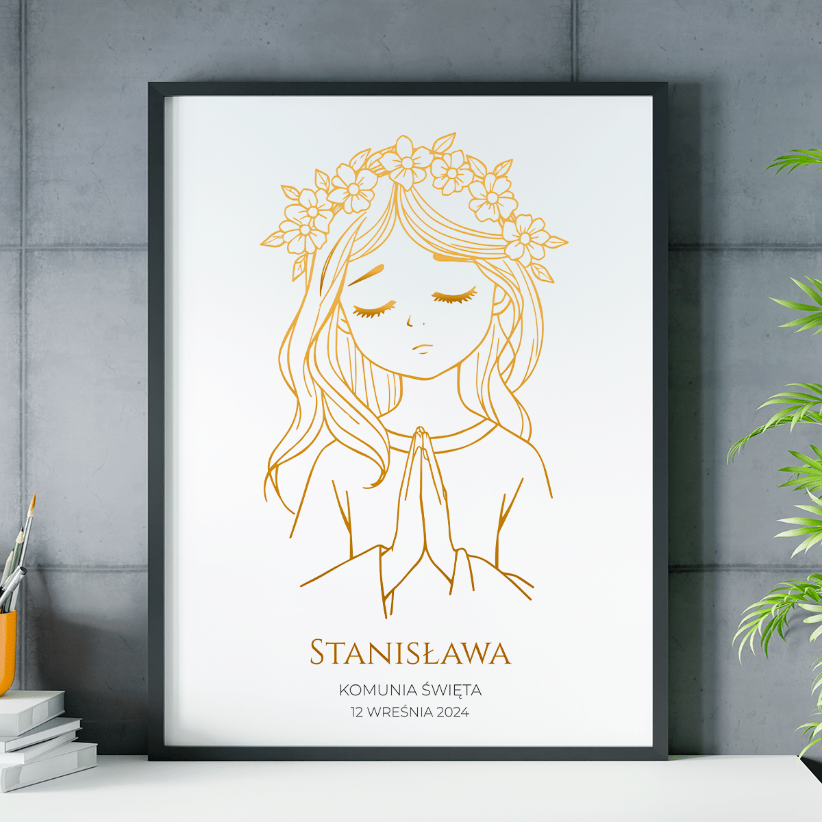 Pamiątka Komunii Świętej - plakat, spersonalizowany prezent dla dziecka - idamell.com
