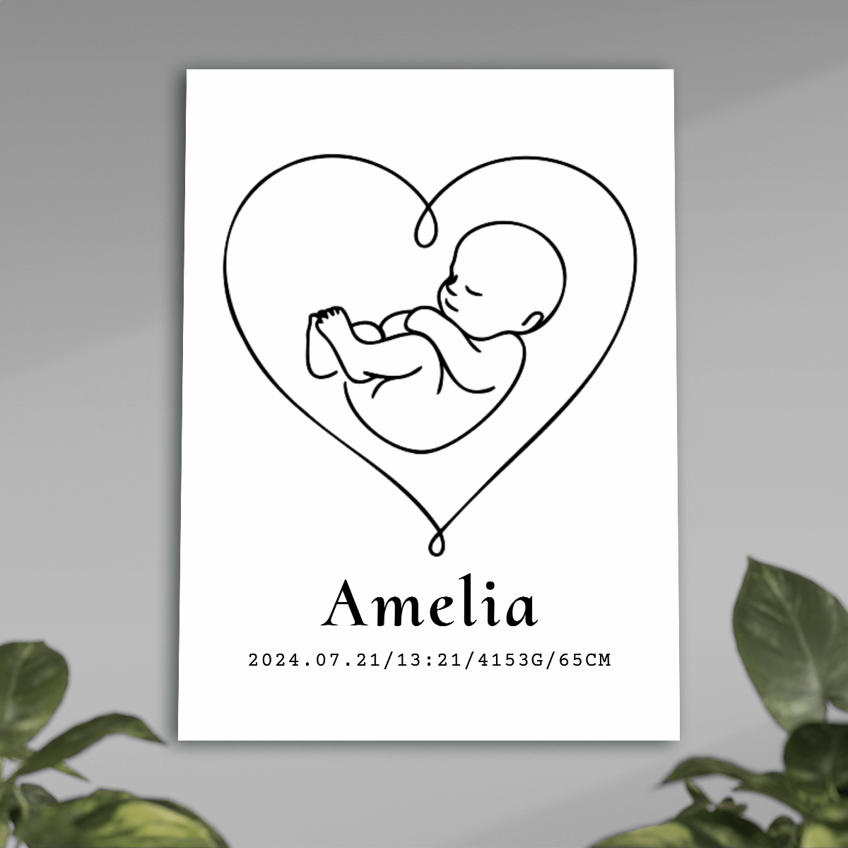 Pamiątka narodzin - plakat, spersonalizowany prezent dla dziecka - idamell.com