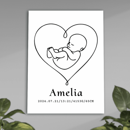 Pamiątka narodzin - plakat, spersonalizowany prezent dla dziecka - idamell.com