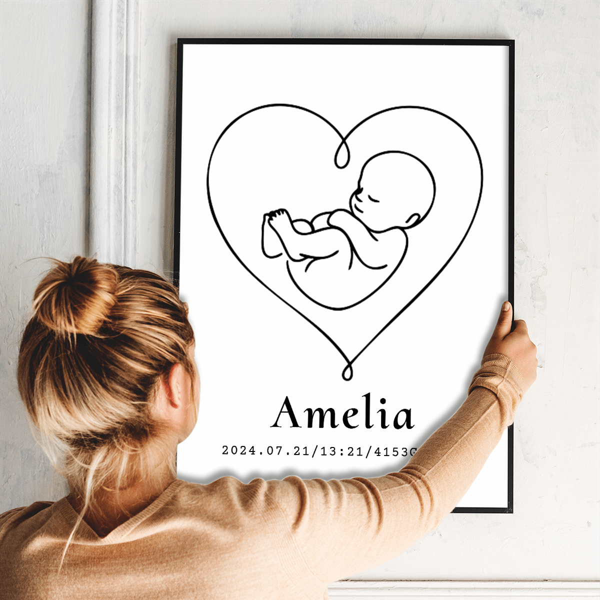 Pamiątka narodzin - plakat, spersonalizowany prezent dla dziecka - idamell.com
