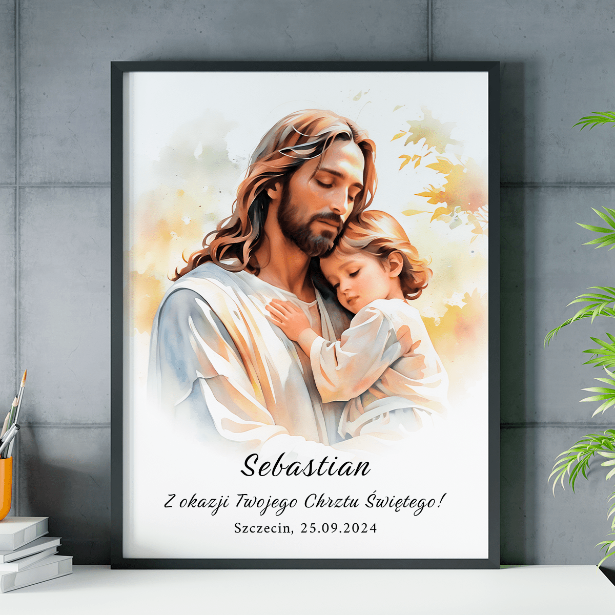 Pamiątka z dnia chrztu - plakat, spersonalizowany prezent dla dziecka - idamell.com