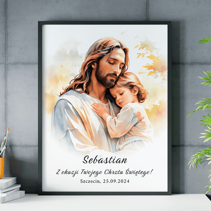 Pamiątka z dnia chrztu - plakat, spersonalizowany prezent dla dziecka - idamell.com