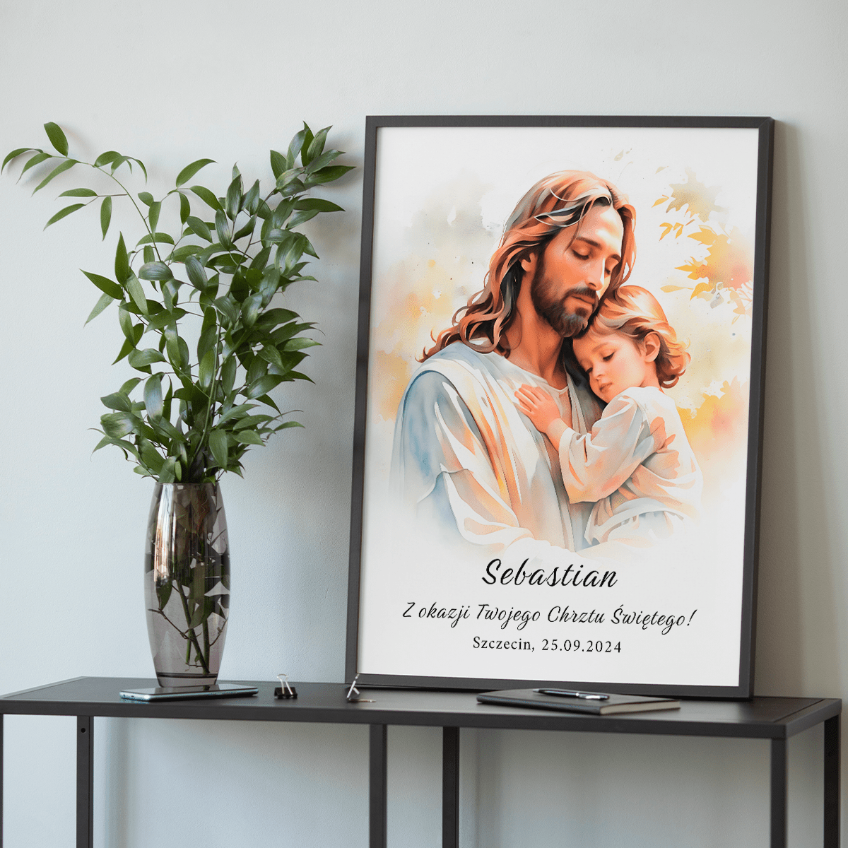 Pamiątka z dnia chrztu - plakat, spersonalizowany prezent dla dziecka - idamell.com