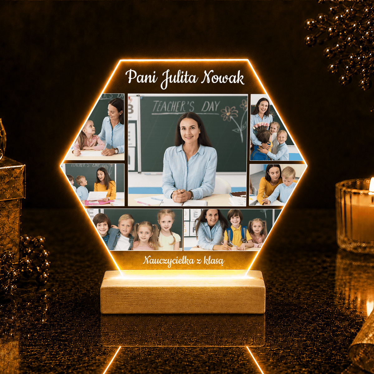 Pani nauczycielka z klasą - Druk na szkle, spersonalizowany prezent dla nauczyciela - idamell.com