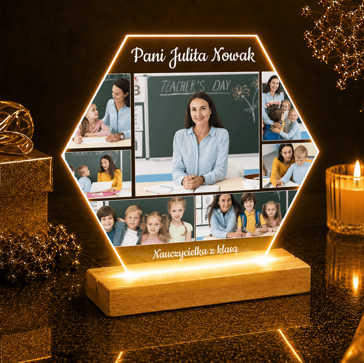 Pani nauczycielka z klasą - Druk na szkle, spersonalizowany prezent dla nauczyciela - idamell.com