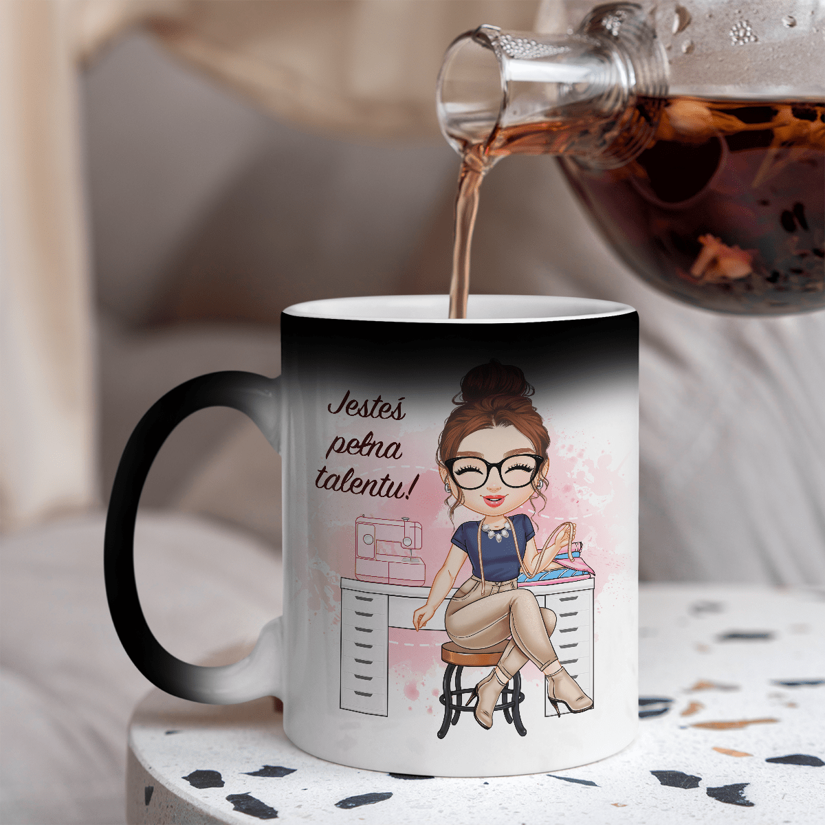 Pani swojego losu Clipart - 1x Kubek magiczny z nadrukiem, spersonalizowany prezent dla niej - idamell.com
