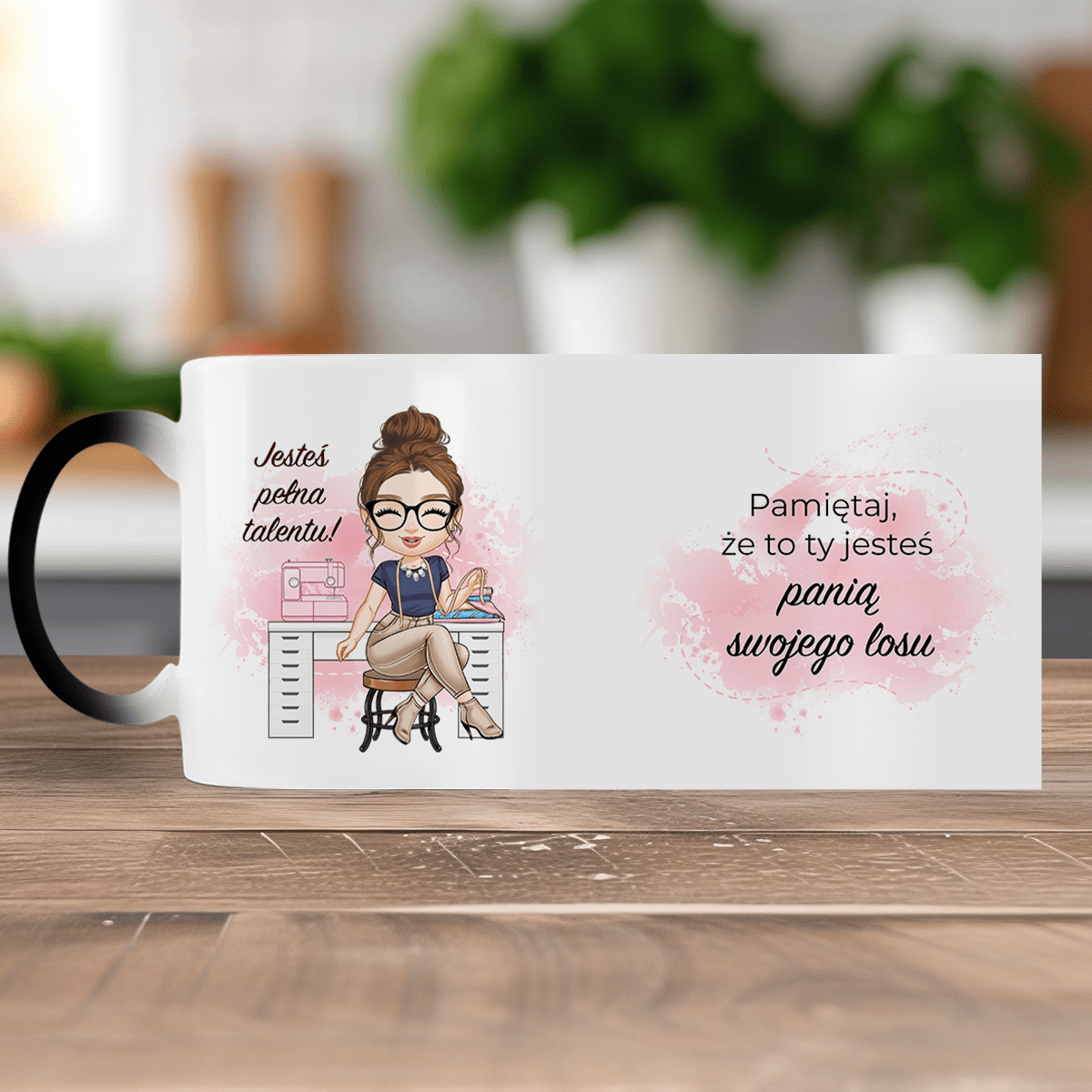 Pani swojego losu Clipart - 1x Kubek magiczny z nadrukiem, spersonalizowany prezent dla niej - idamell.com