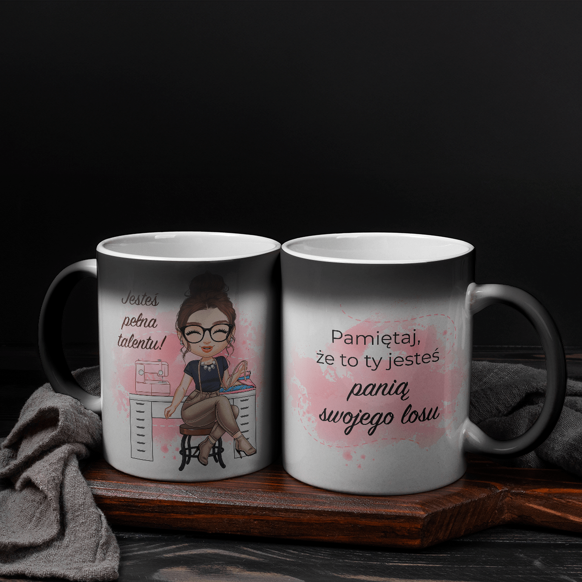 Pani swojego losu Clipart - 1x Kubek magiczny z nadrukiem, spersonalizowany prezent dla niej - idamell.com