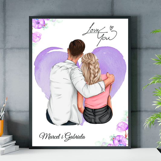 Para Clipart + imiona - plakat, spersonalizowany prezent dla pary - idamell.com