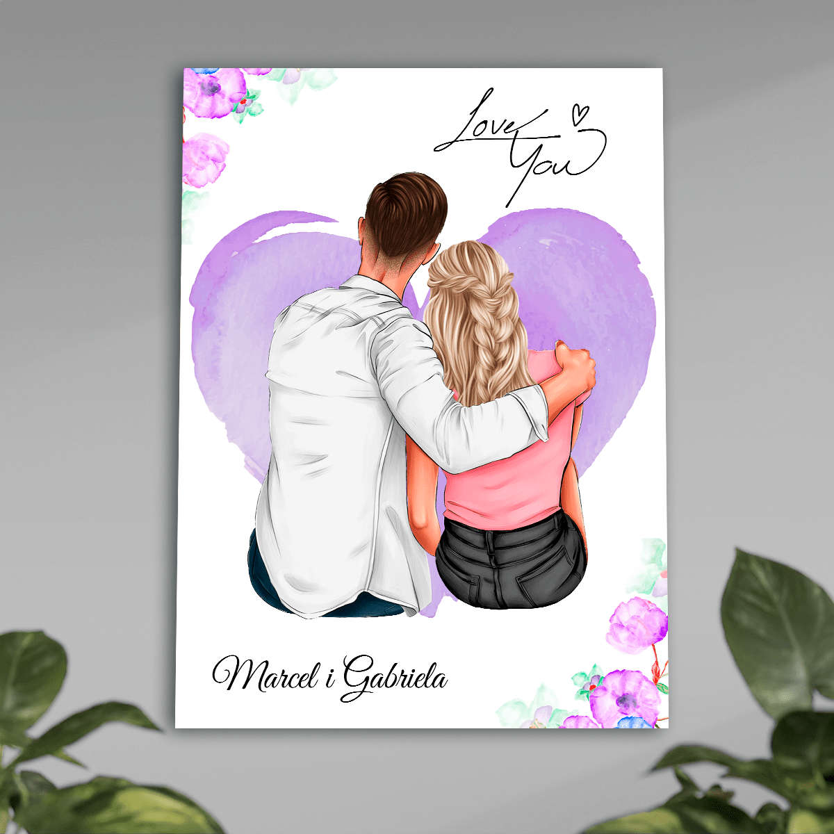 Para Clipart + imiona - plakat, spersonalizowany prezent dla pary - idamell.com