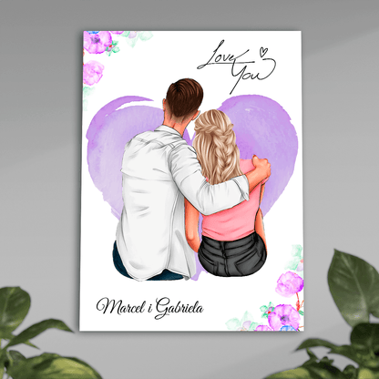 Para Clipart + imiona - plakat, spersonalizowany prezent dla pary - idamell.com