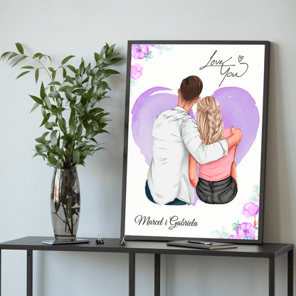Para Clipart + imiona - plakat, spersonalizowany prezent dla pary - idamell.com