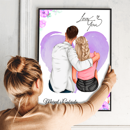 Para Clipart + imiona - plakat, spersonalizowany prezent dla pary - idamell.com