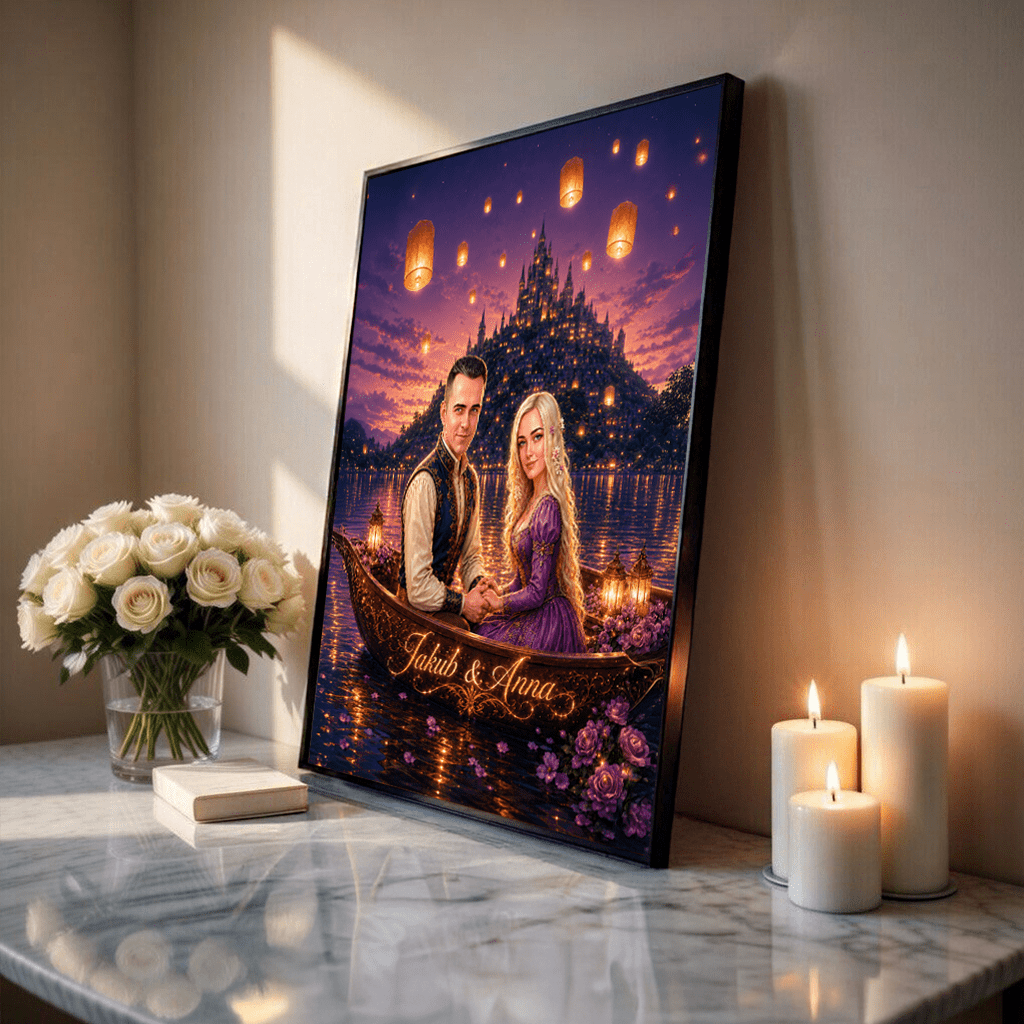 Para jak z bajki - plakat, spersonalizowany prezent dla pary - idamell.com