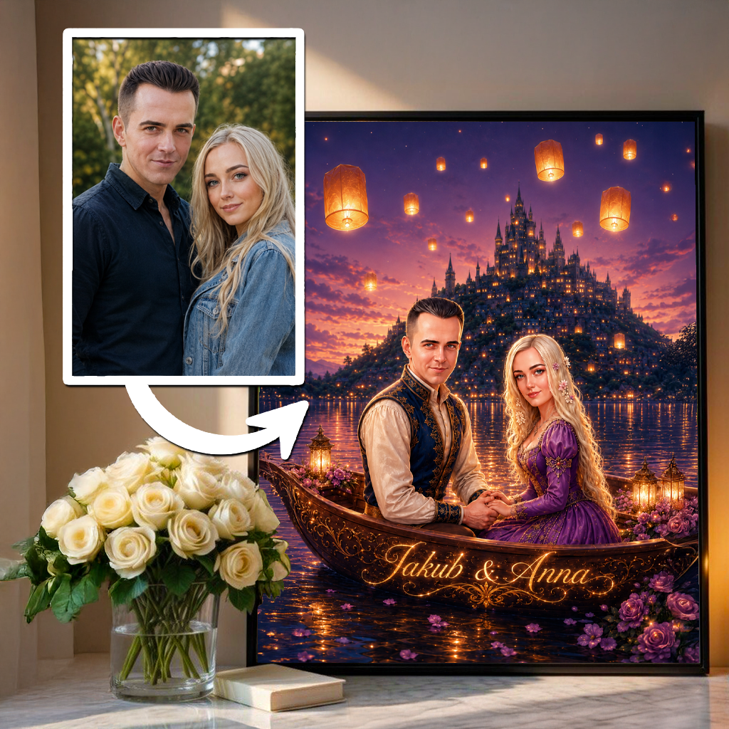 Para jak z bajki - plakat, spersonalizowany prezent dla pary - idamell.com
