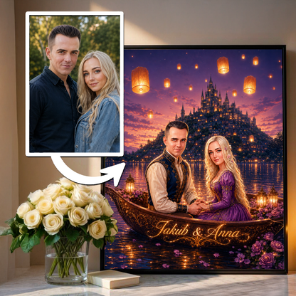Para jak z bajki - plakat, spersonalizowany prezent dla pary - idamell.com